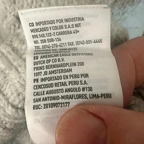 American Eagle Womens Sweater Hoodie light gray winter wool blend layered look - Picture 7 of 10